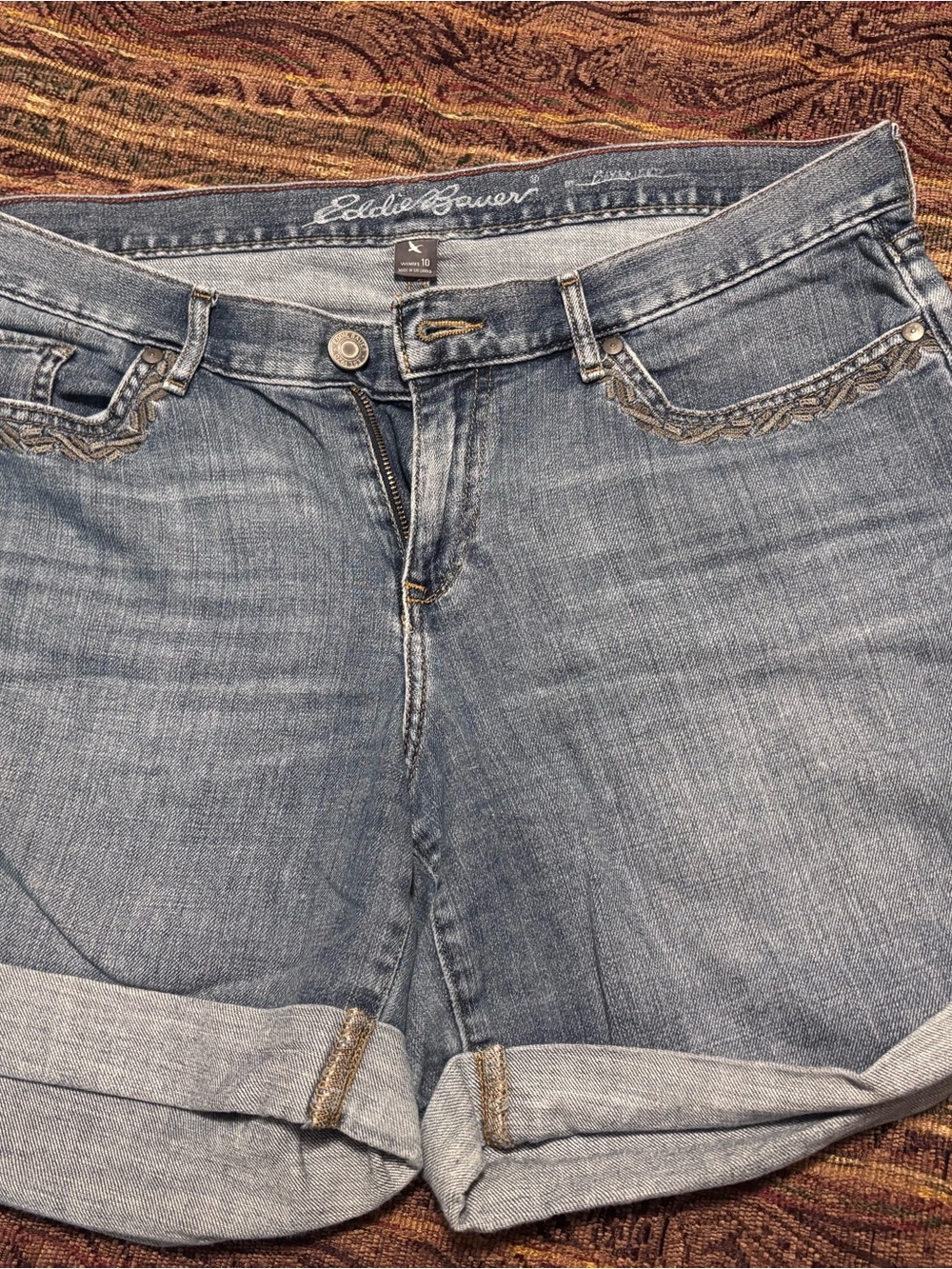 Eddie Bauer Light Wash Denim Roll-Cuff Shorts
